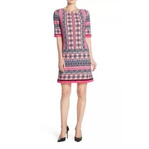 Eliza J modern pink geometric print shift dress size 12